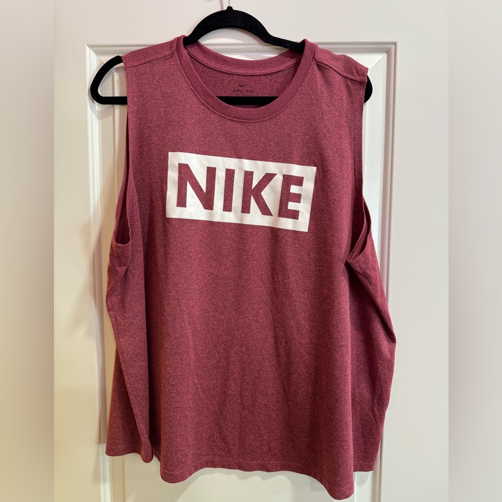 Nike Maroon/Rose Sleeveless Muscle Tee with Cut Out Design